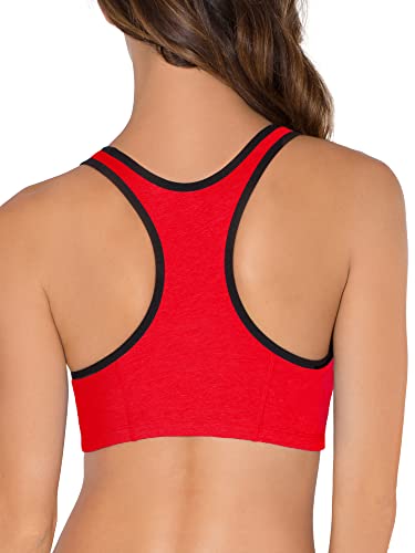 Fruit of the Loom Women's Built Up Tank Style Sports Bra, RED HOT W.BLK/Charcoal/Black, 46