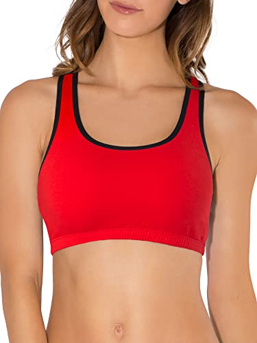 Fruit of the Loom Women's Built Up Tank Style Sports Bra, RED HOT W.BLK/Charcoal/Black, 46