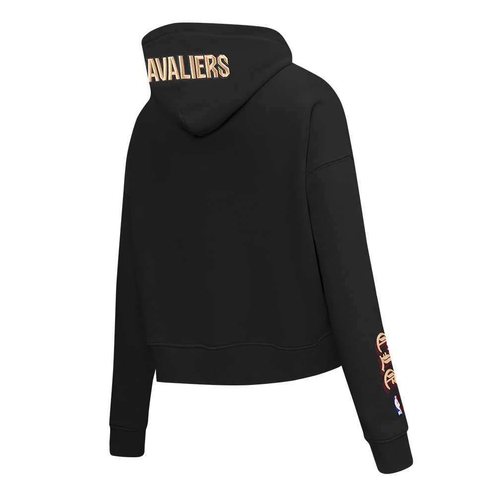Pro Standard Womens NBA Cleveland Cavaliers Old English Cropped Pullover Hoodie Black Xl