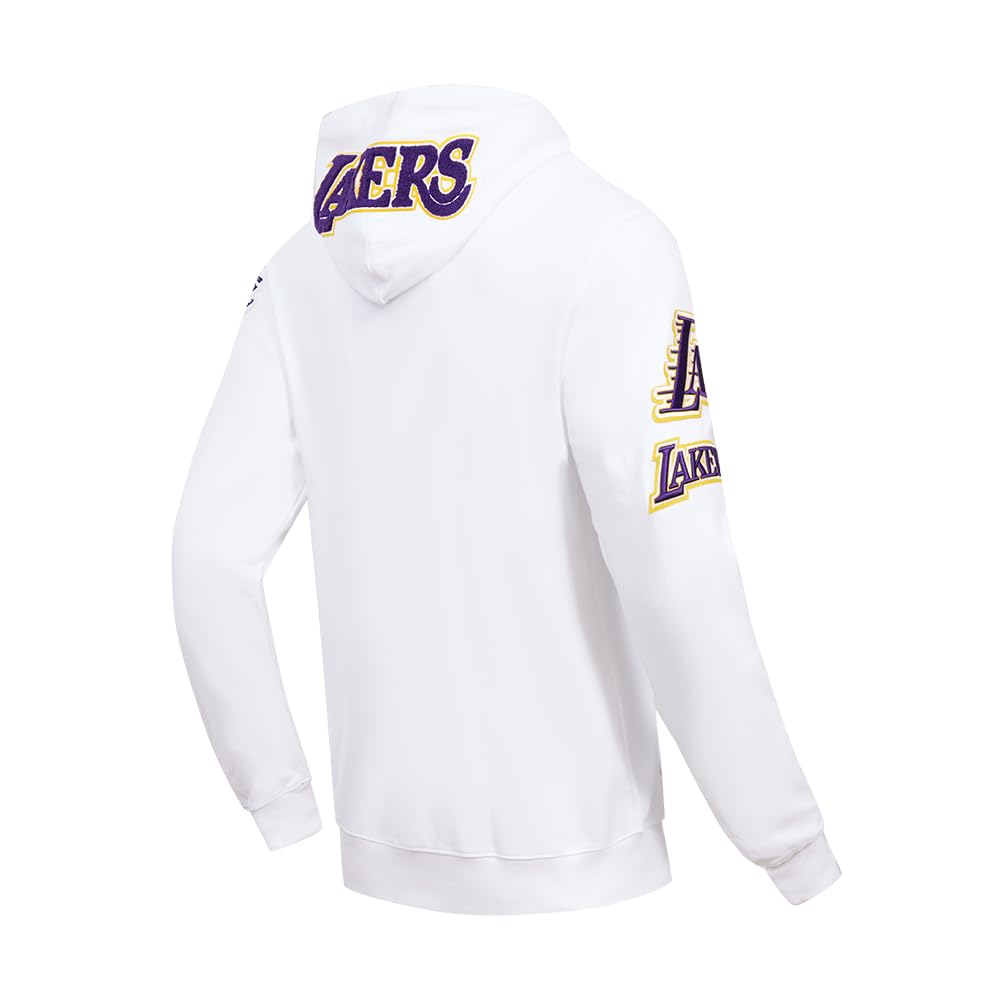 Pro Standard Mens NBA Los Angeles Lakers Classic Chenille Full Zip Hoodie White L