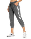 KaiDi Women's Capri Sweatpants Comfy Loose Athletic Running Workout Pants Lounge Joggers Pants with Pockets (Dark Gray, L)