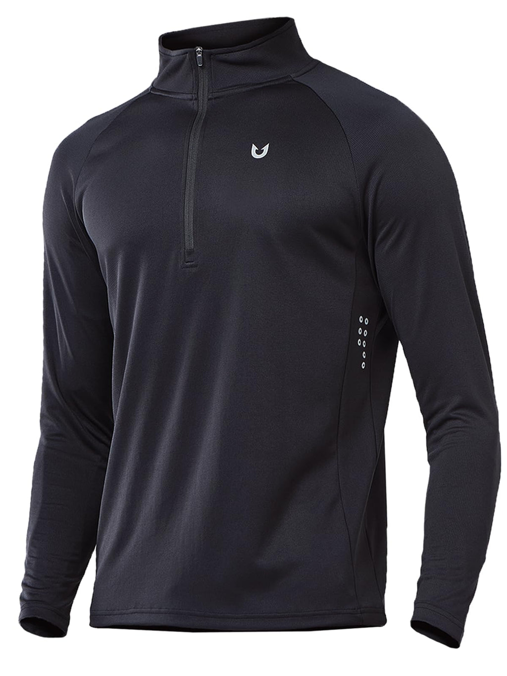 NORTHYARD Quarter Zip Pullover Men Running Shirt Long Sleeve Moisture Wicking Quick Dry Athletic Workout, Black, L