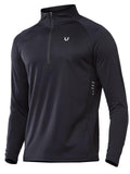 NORTHYARD Quarter Zip Pullover Men Running Shirt Long Sleeve Moisture Wicking Quick Dry Athletic Workout, Black, L