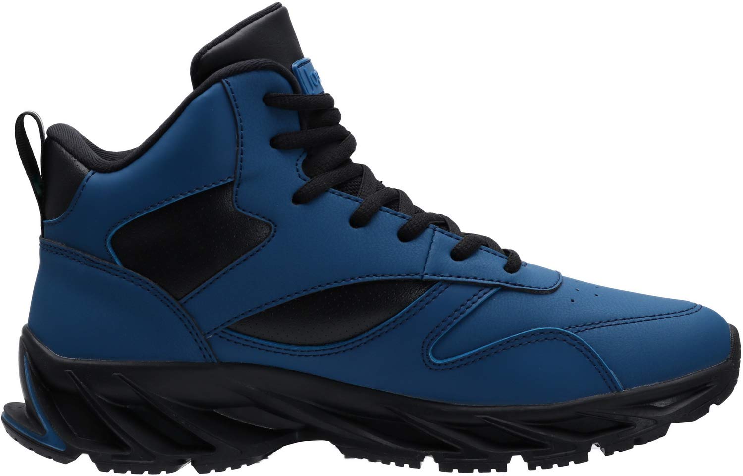 Joomra Mens Work Tennis Shoes Blue Leather Lace up High Top Leather Skate Cushion Sport Footwear Jogging Basketball Daily Fashion Sneakers Size 9.5