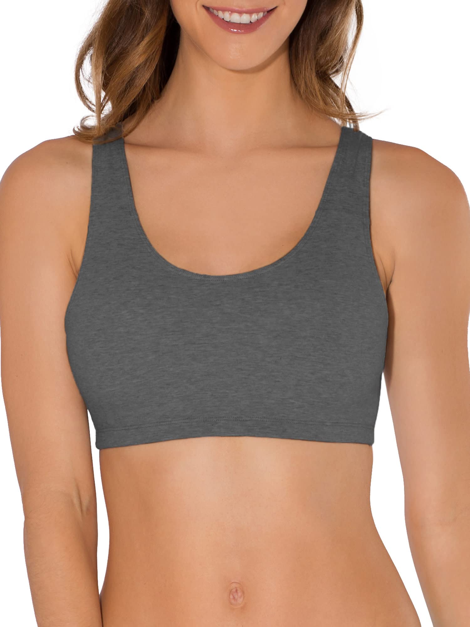 Fruit of the Loom Women's Built Up Tank Style Sports Bra, RED HOT W.BLK/Charcoal/Black, 46