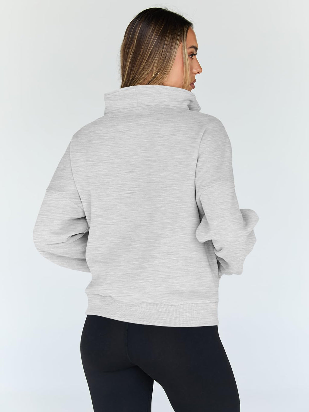Trendy Queen Womens Sweatshirts Quarter Half Zip Pullover Hoodies Fall Fashion 2026 Winter Fleece Jackets Sweaters Y2k Teen Girls Clothes Cute Clothing Grey M