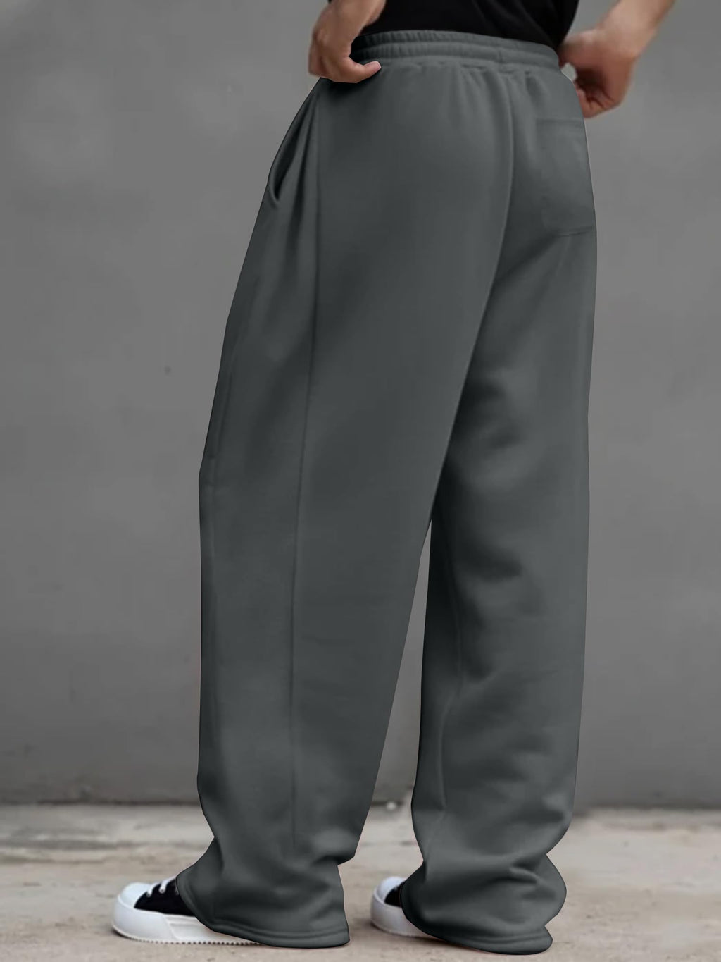 JMIERR Mens Baggy Sweatpants Drawstring Wide Leg Sweatpants with Pockets Mens Fashion Streetwear Colthing, XL, Dark Grey