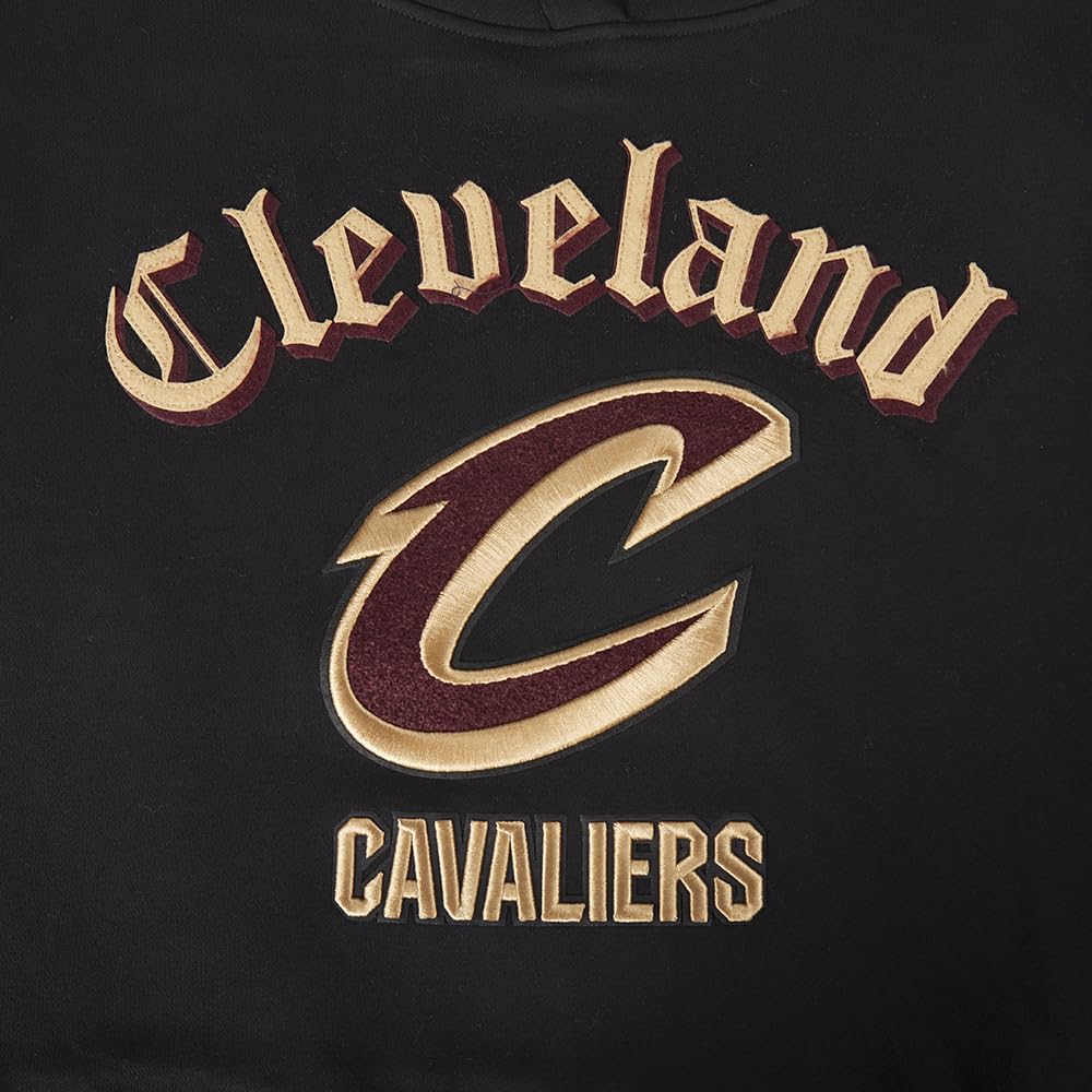 Pro Standard Womens NBA Cleveland Cavaliers Old English Cropped Pullover Hoodie Black Xl