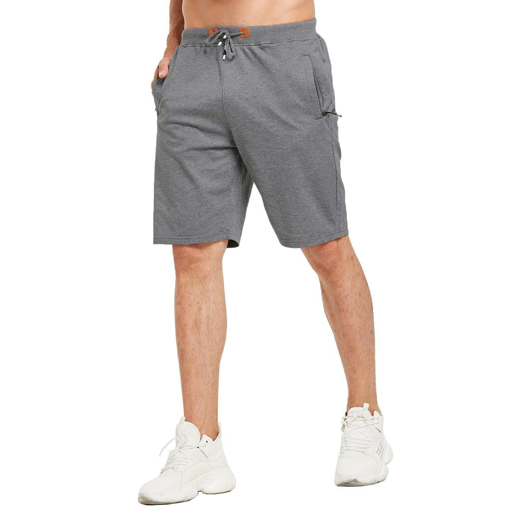 JustSun Mens Shorts Casual Sports Classic Fit Joggers Shorts with Elastic Waist Zipper Pockets Dark Grey X-Large
