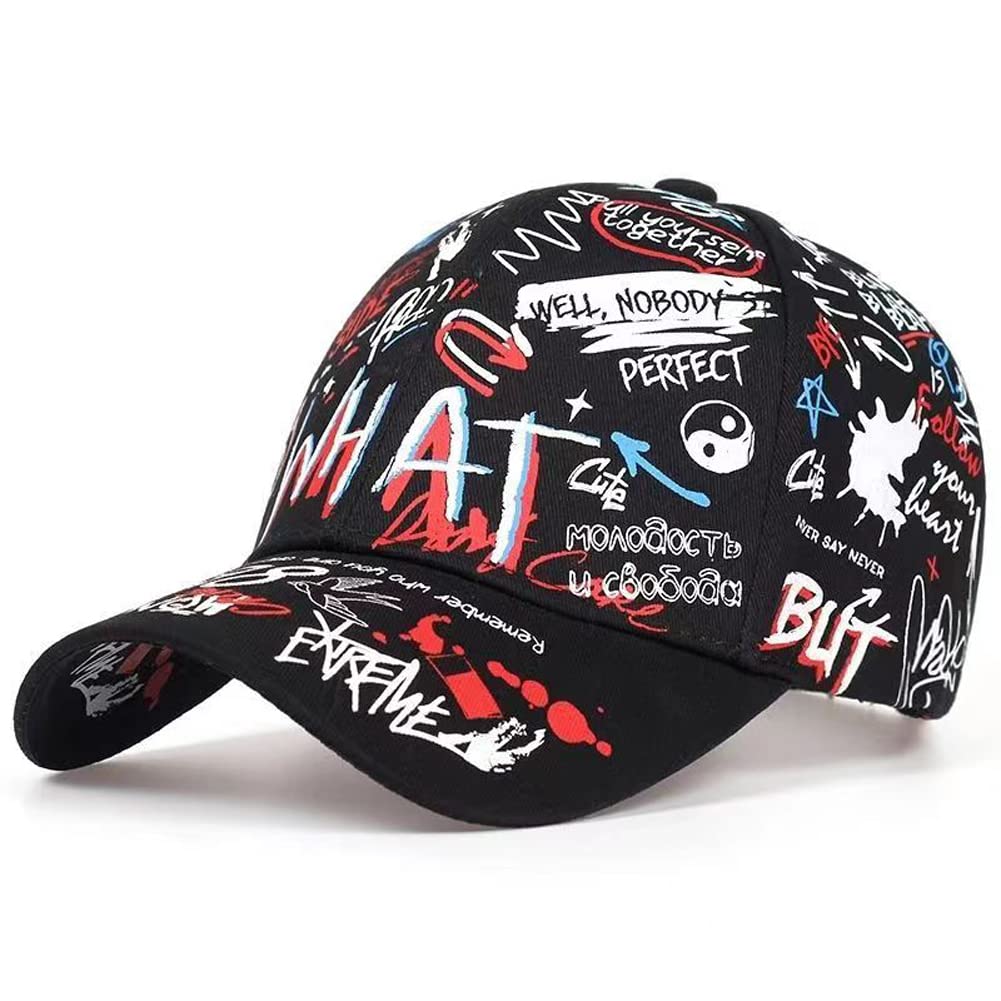 YY GEWETAO Men's Baseball Cap Adjustable Cotton Graffiti Doodle Sport Caps for Men Women