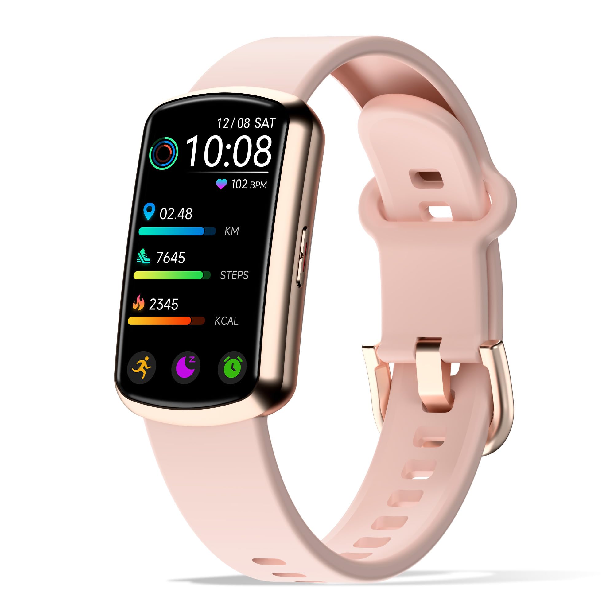 JYUAJOI Health Fitness Tracker, Smart Watch with 24/7 Heart Rate and Blood Pressure Monitor, Activity Tracker with Blood Oxygen, 120 Sport Mode Waterproof Sleep Tracker for Women Men (Pink)