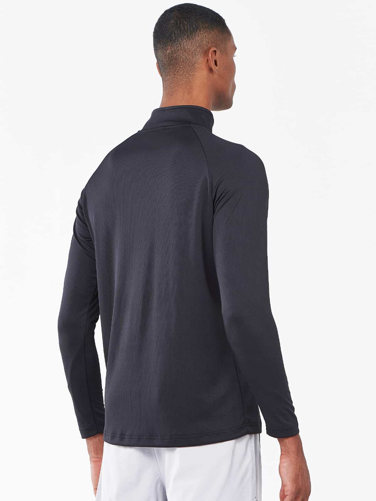 NORTHYARD Quarter Zip Pullover Men Running Shirt Long Sleeve Moisture Wicking Quick Dry Athletic Workout, Black, L