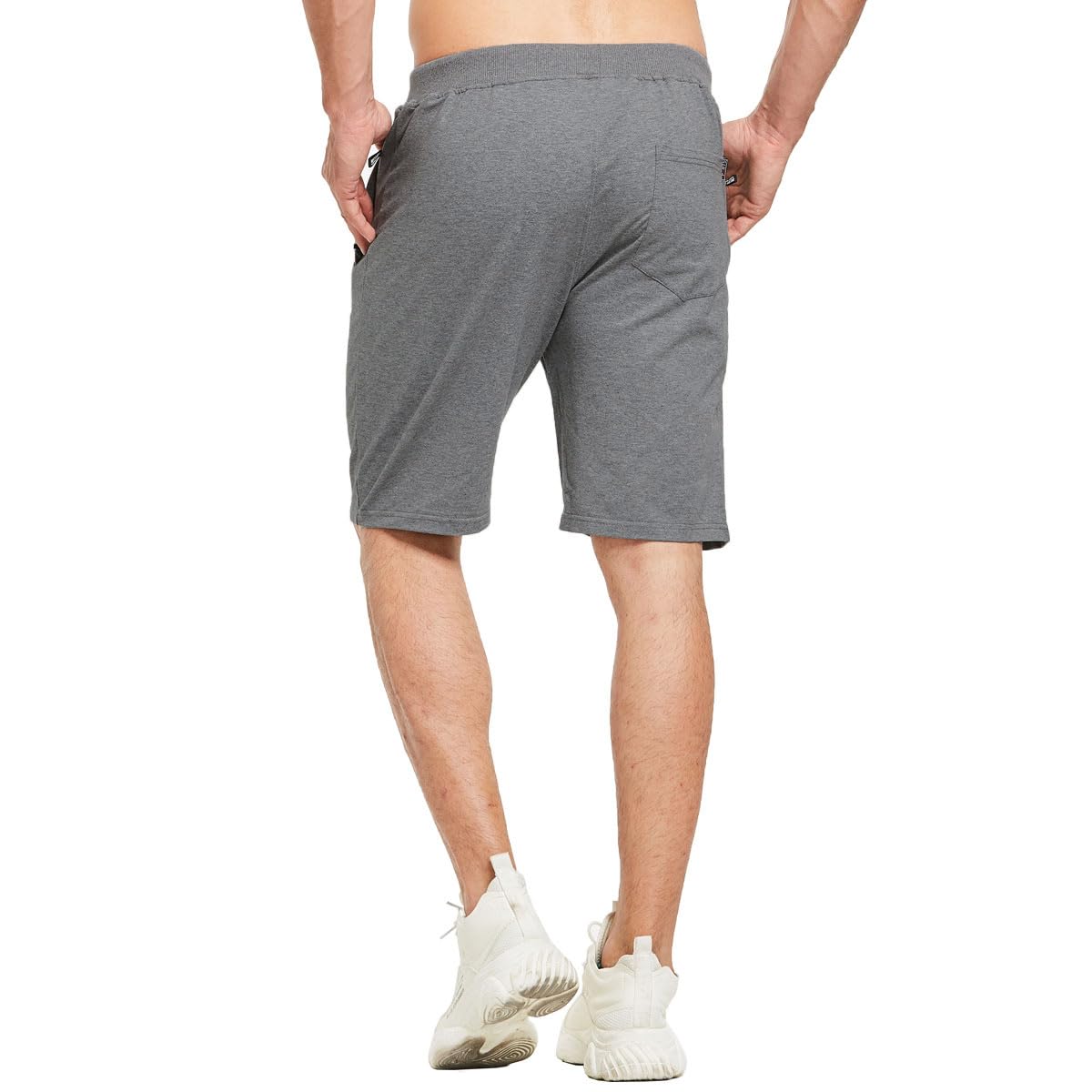 JustSun Mens Shorts Casual Sports Classic Fit Joggers Shorts with Elastic Waist Zipper Pockets Dark Grey X-Large