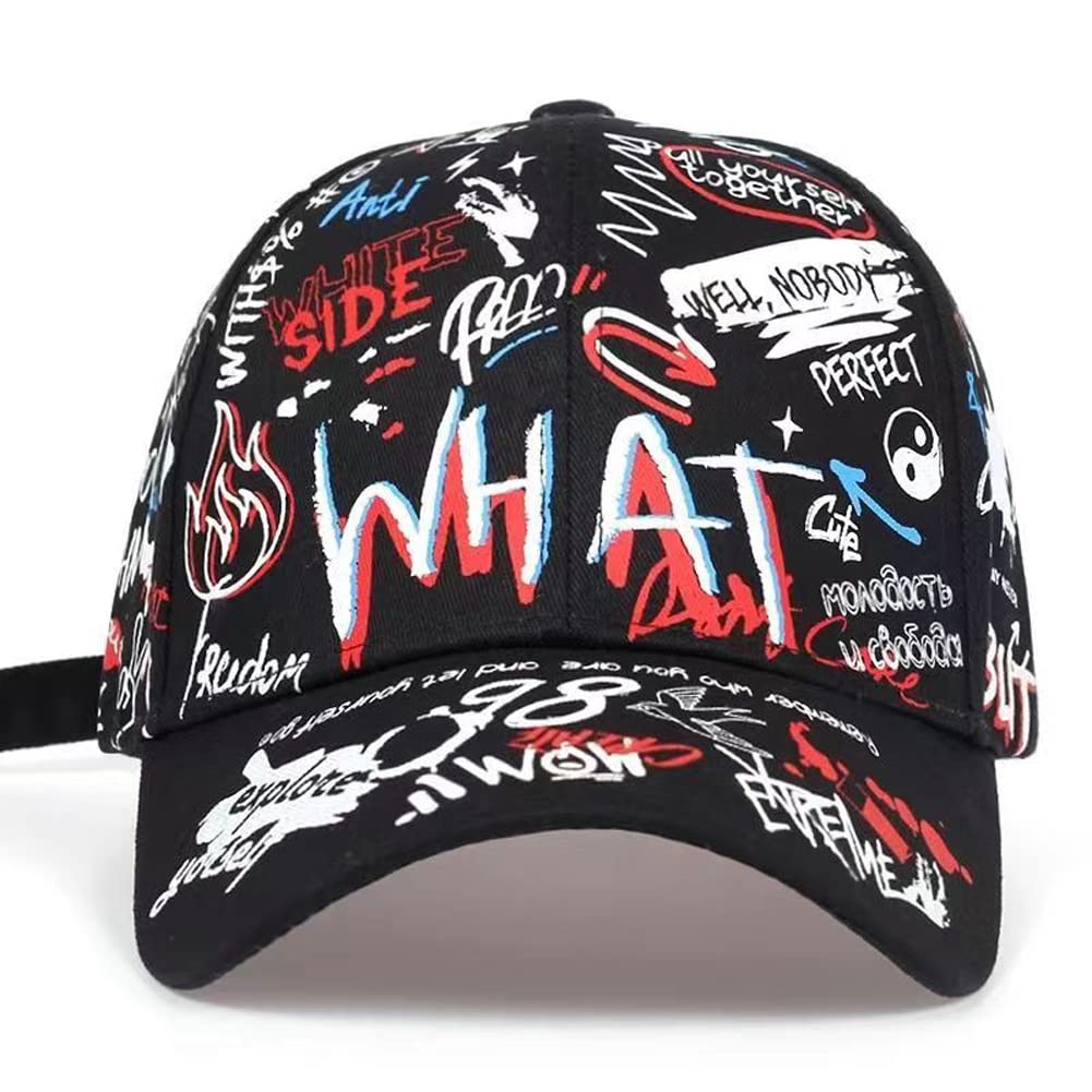 YY GEWETAO Men's Baseball Cap Adjustable Cotton Graffiti Doodle Sport Caps for Men Women