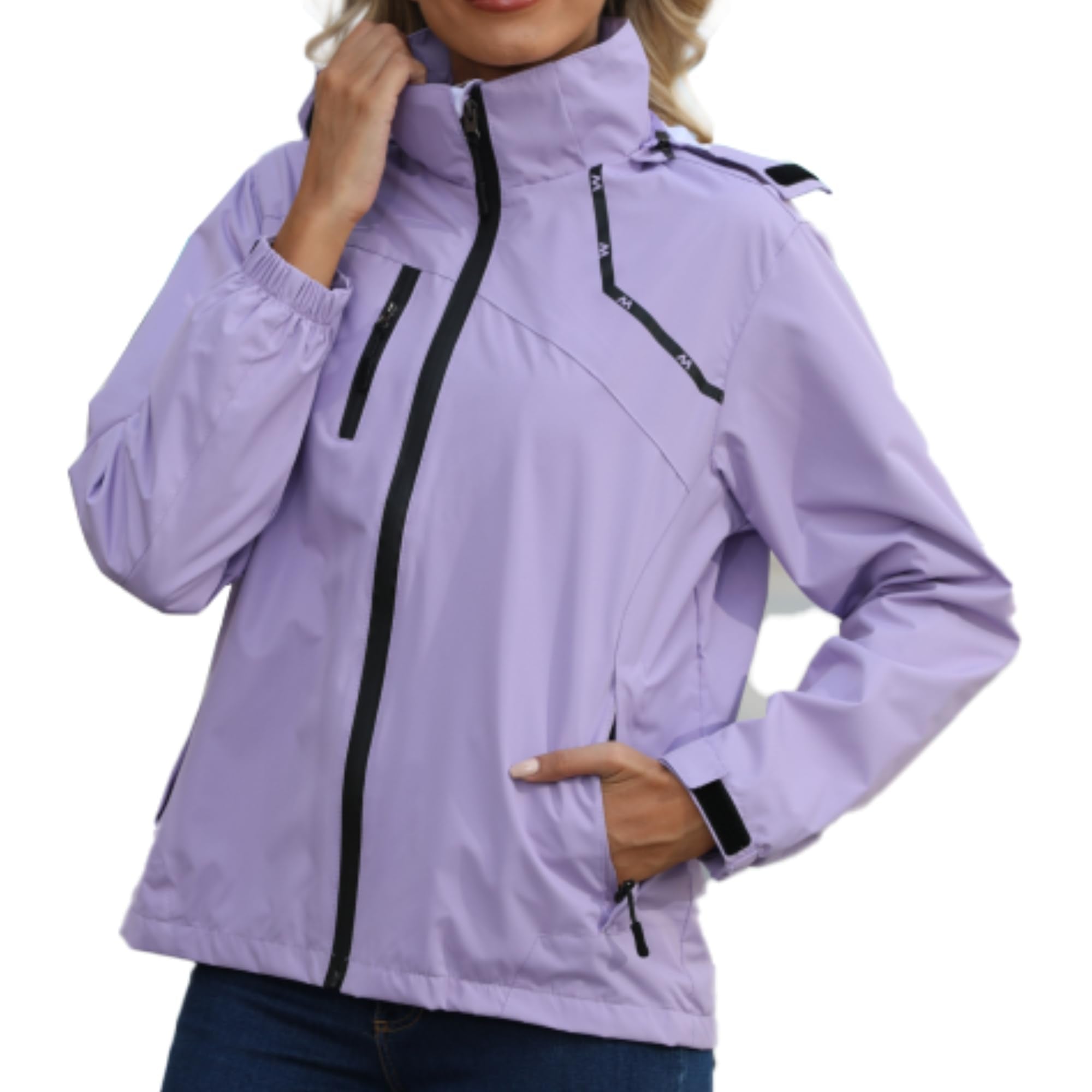 GIISAM Light Rain Jacket Women Purple Ladies Rainjackets Waterproof Windproof Woman Thin Raincoat for Teen Juniors