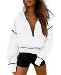 PRETTYGARDEN Women's 2025 Fall Hooded Sweatshirts Long Sleeve Half Zip Cropped Hoodies Pullover Winter Fashion Clothes (White,Medium)