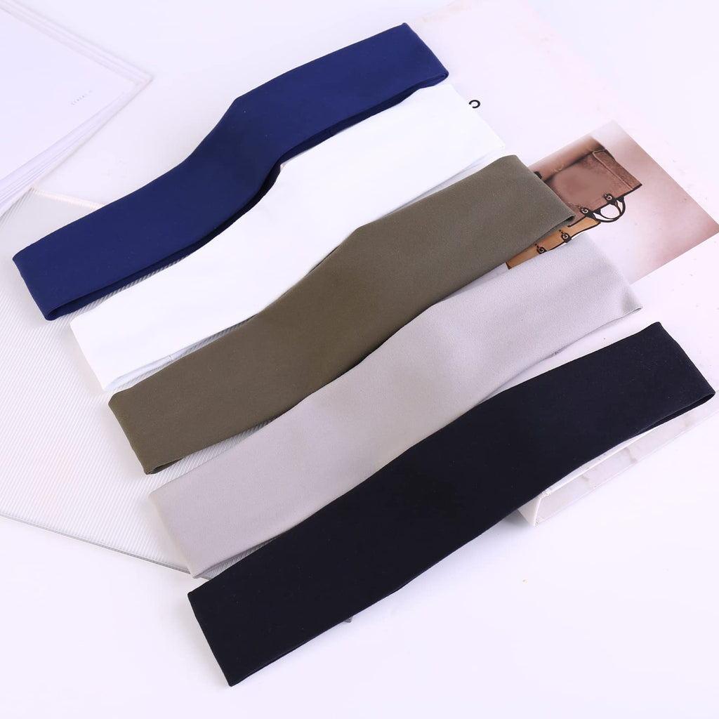 Pilamor Sports Headbands for Men (5 Pack),Moisture Wicking Workout Headband, Sweatband Headbands for Running,Cycling,Football, Yoga,Hairband for Women and Men(Gray, Green, White, Blue, Black)