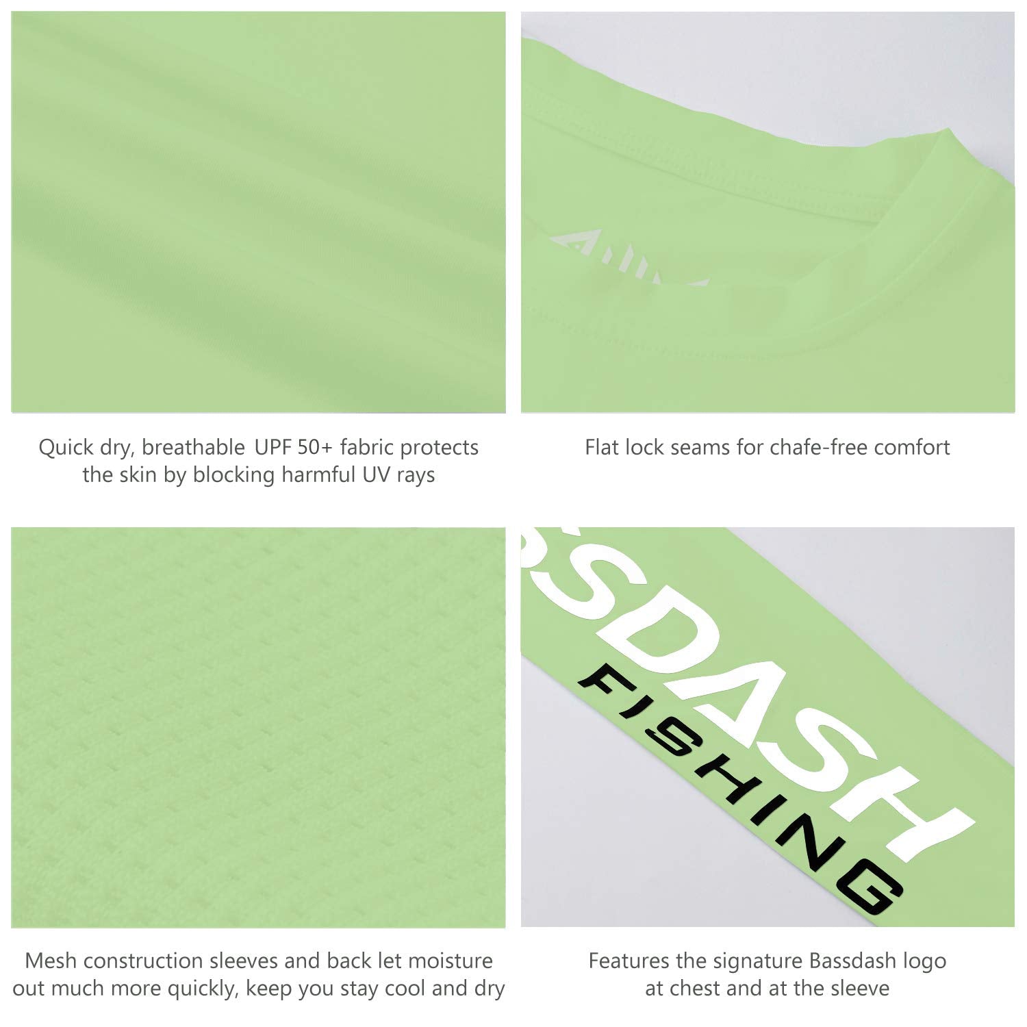 BASSDASH Fishing T Shirts for Men UV Sun Protection UPF 50+ Long Sleeve Tee T-Shirt