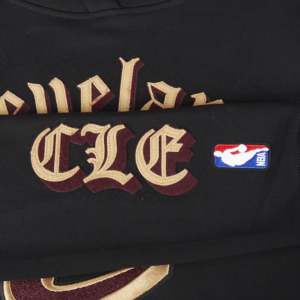 Pro Standard Womens NBA Cleveland Cavaliers Old English Cropped Pullover Hoodie Black Xl