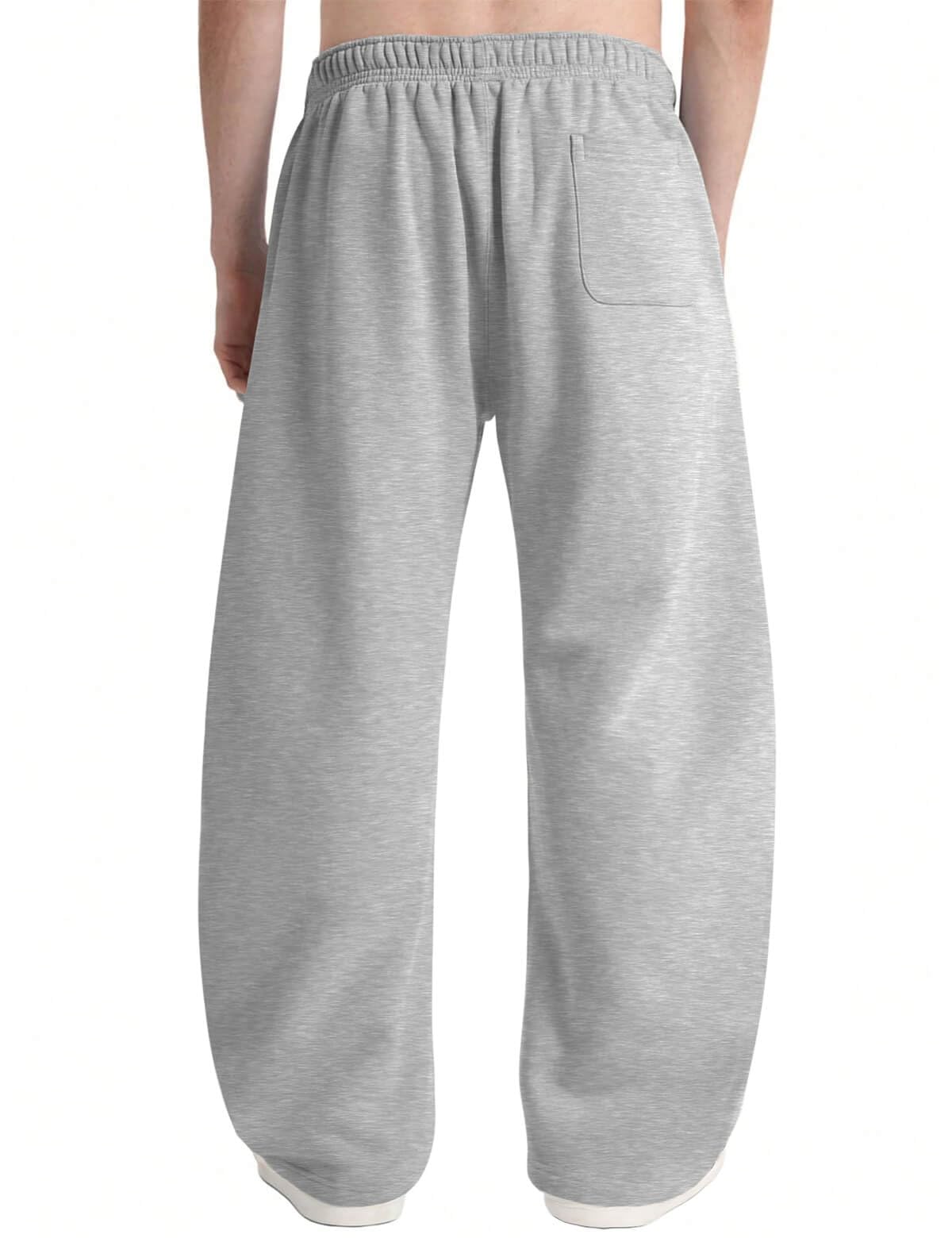 HeSaYep Men's Baggy Sweatpants Barrel Open Bottom Workout Fleece Sweat Pants Loose Casual Active Joggers Pants with Pockets Grey XL