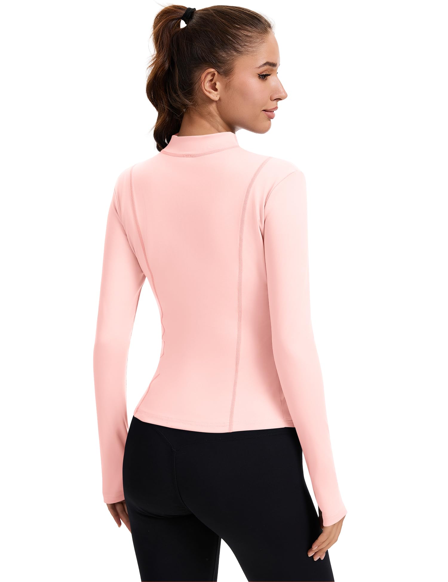 Rapbin Workout Jackets for Women Full Zip Slim Fit Lightweight Athletic Running Sports Track Jacket with Pockets (Pink XS)