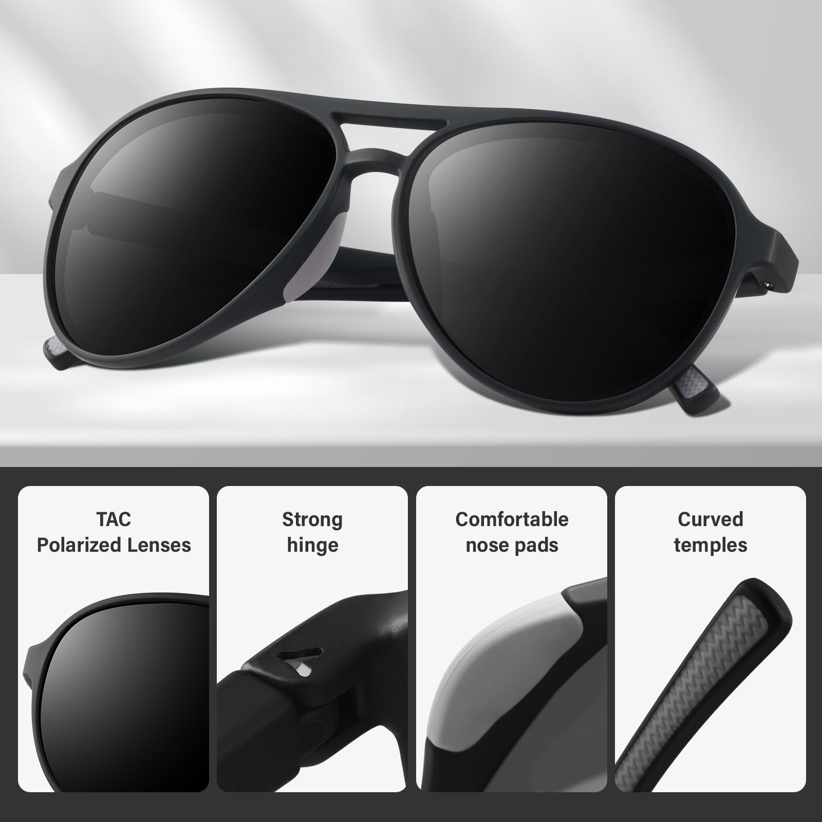 KUGUAOK 4PACK Polarized Aviator Sunglasses for Women Men Sports Style UV400 Protection Running Sun Glasses Vintage Trendy Shades-AA
