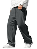 JMIERR Mens Baggy Sweatpants Drawstring Wide Leg Sweatpants with Pockets Mens Fashion Streetwear Colthing, XL, Dark Grey