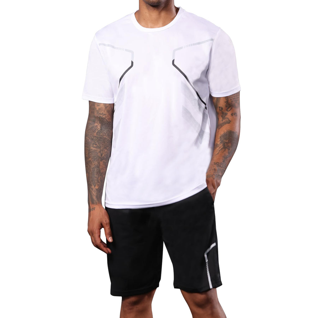 BUYJYA 3 Pack Men's Gym Shorts Shirt Set Workout Athletic Basketball Running Football Elastic Waist with Pocket Gifts