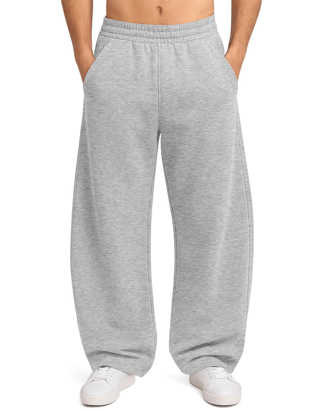 HeSaYep Men's Baggy Sweatpants Barrel Open Bottom Workout Fleece Sweat Pants Loose Casual Active Joggers Pants with Pockets Grey XL