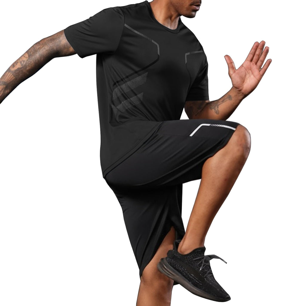 BUYJYA 3 Pack Men's Gym Shorts Shirt Set Workout Athletic Basketball Running Football Elastic Waist with Pocket Gifts