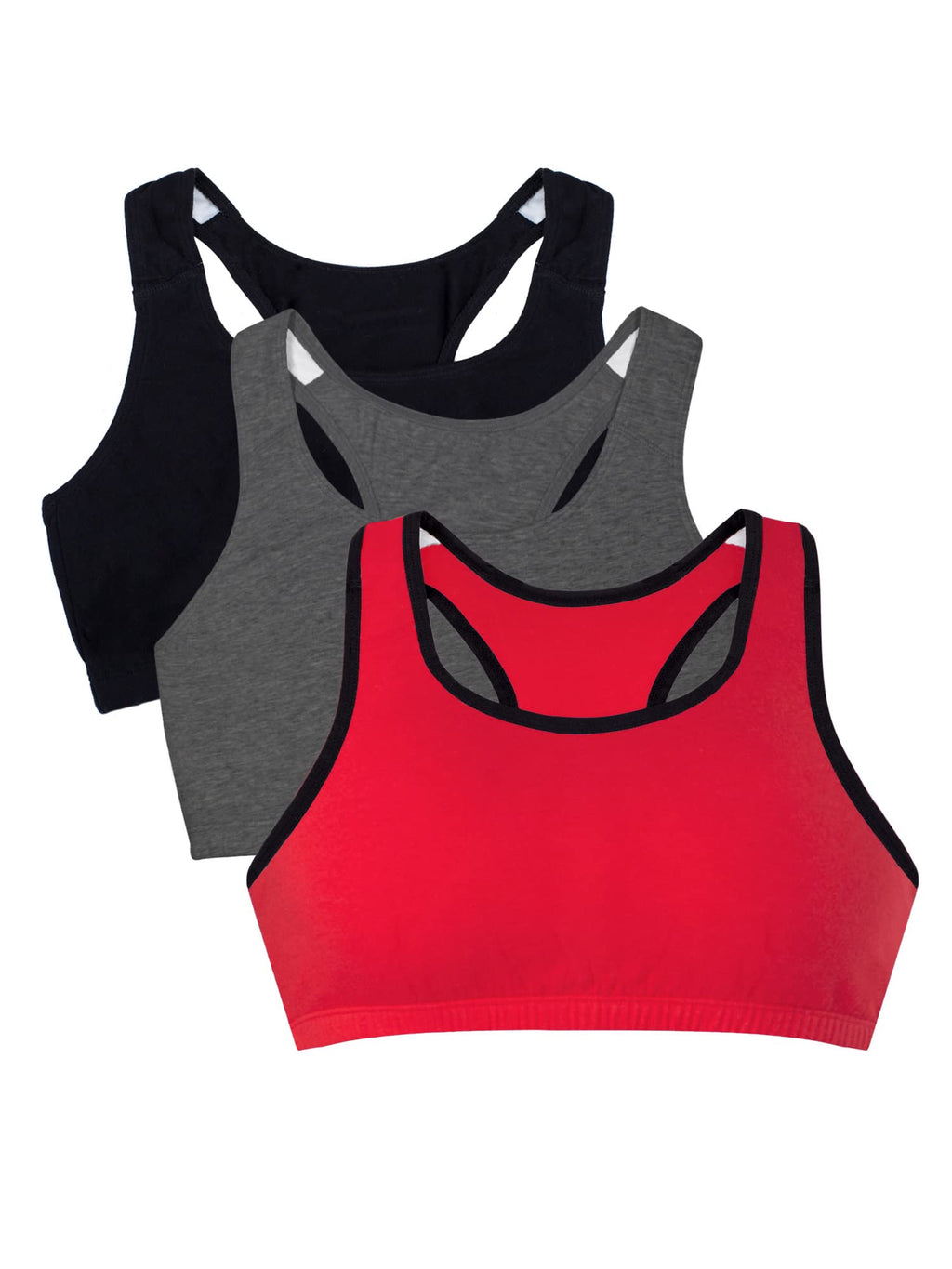 Fruit of the Loom Women's Built Up Tank Style Sports Bra, RED HOT W.BLK/Charcoal/Black, 46