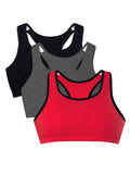 Fruit of the Loom Women's Built Up Tank Style Sports Bra, RED HOT W.BLK/Charcoal/Black, 46