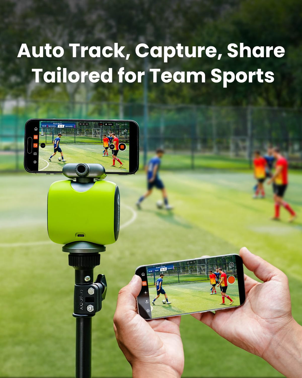 XbotGo Chameleon AI Auto Sports Action Camera - 4K 60FPS Soccer Camera and Basketball Tracking Camera for Team Sports, Live Streaming, No Subscription, Works with iOS & Android (Lemon Green)