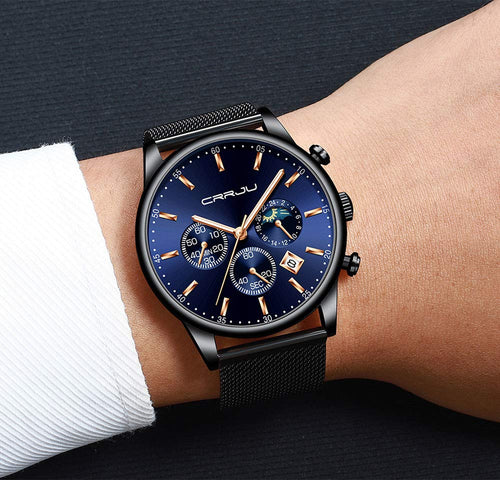 CRRJU Mens Watches Fashion Date Chronograph Watch Men Waterproof 30M Sports Quartz Watches