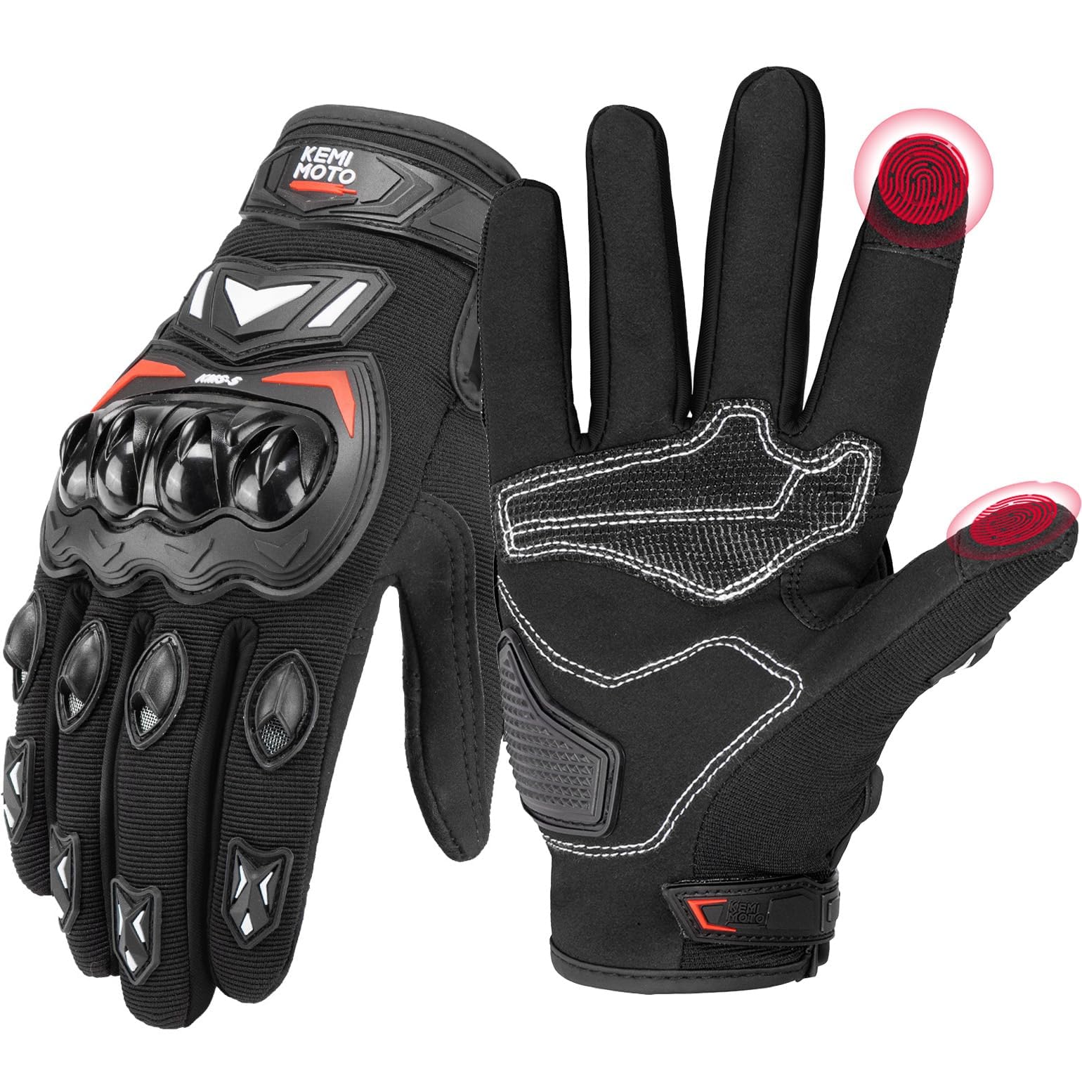 KEMIMOTO Motorcycle Gloves for Men, Touchscreen Cycling Gloves for Outdoor Sports On-Road Off-Road Mountain Motorcycle Motorcross Motorbike Dirt Bike Bicycle Racing ATV UTV