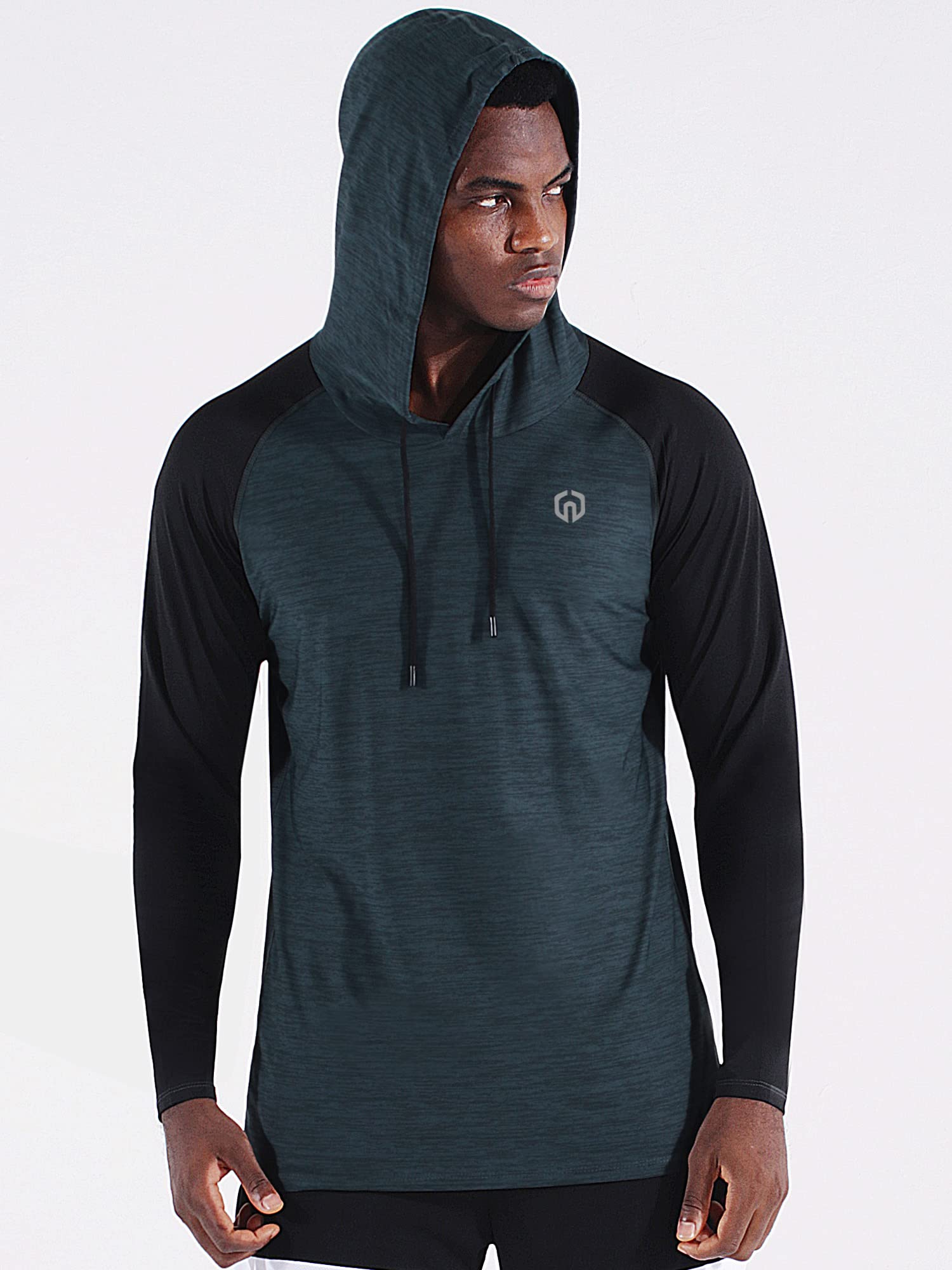 NELEUS Men's Running Shirt Long Sleeve Workout Shirts with Hoods,5102,3 Pack,Dark Grey/Slate Grey/Red,Medium