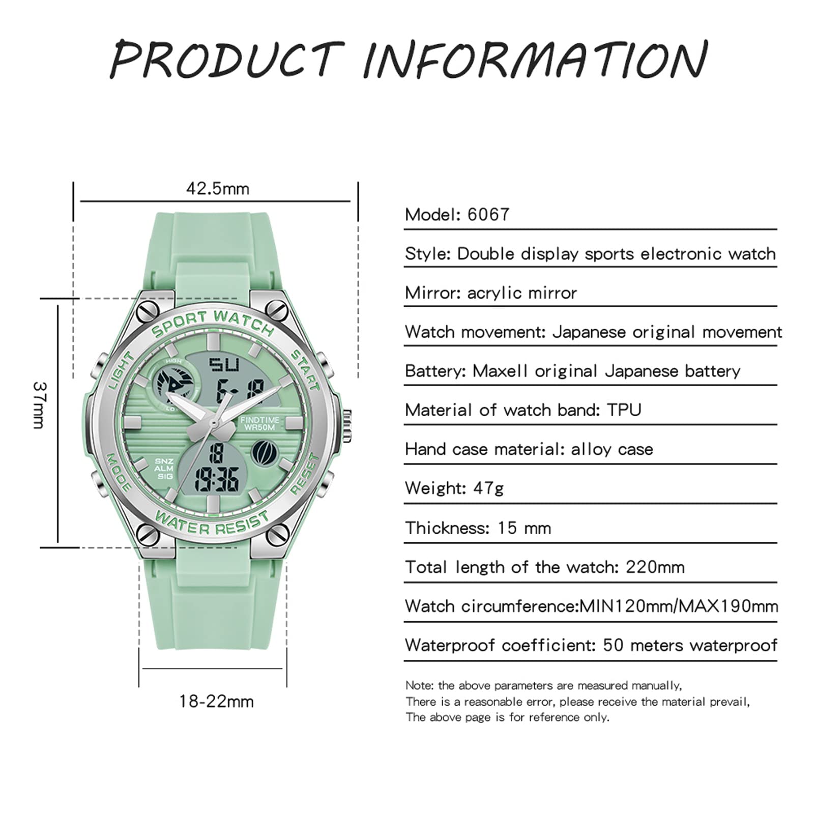 findtime Womens Digital Watch Sport Waterproof Watch Analog Military Tactical Watches LED Backlight Alarm Stopwatch Wrist Watches