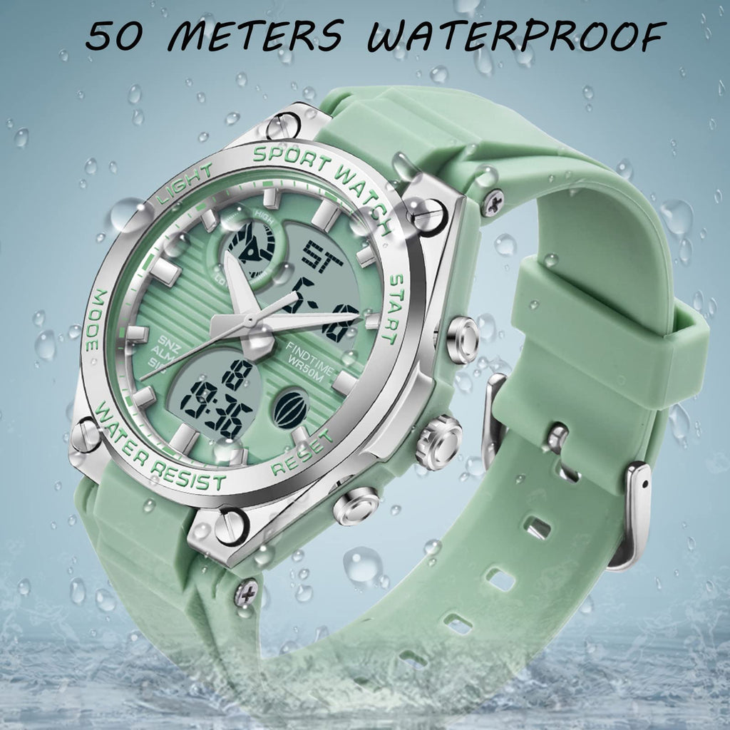 findtime Womens Digital Watch Sport Waterproof Watch Analog Military Tactical Watches LED Backlight Alarm Stopwatch Wrist Watches