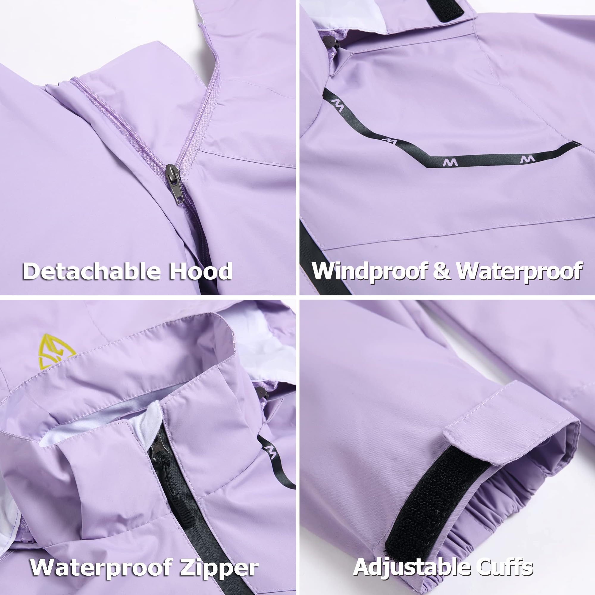 GIISAM Light Rain Jacket Women Purple Ladies Rainjackets Waterproof Windproof Woman Thin Raincoat for Teen Juniors