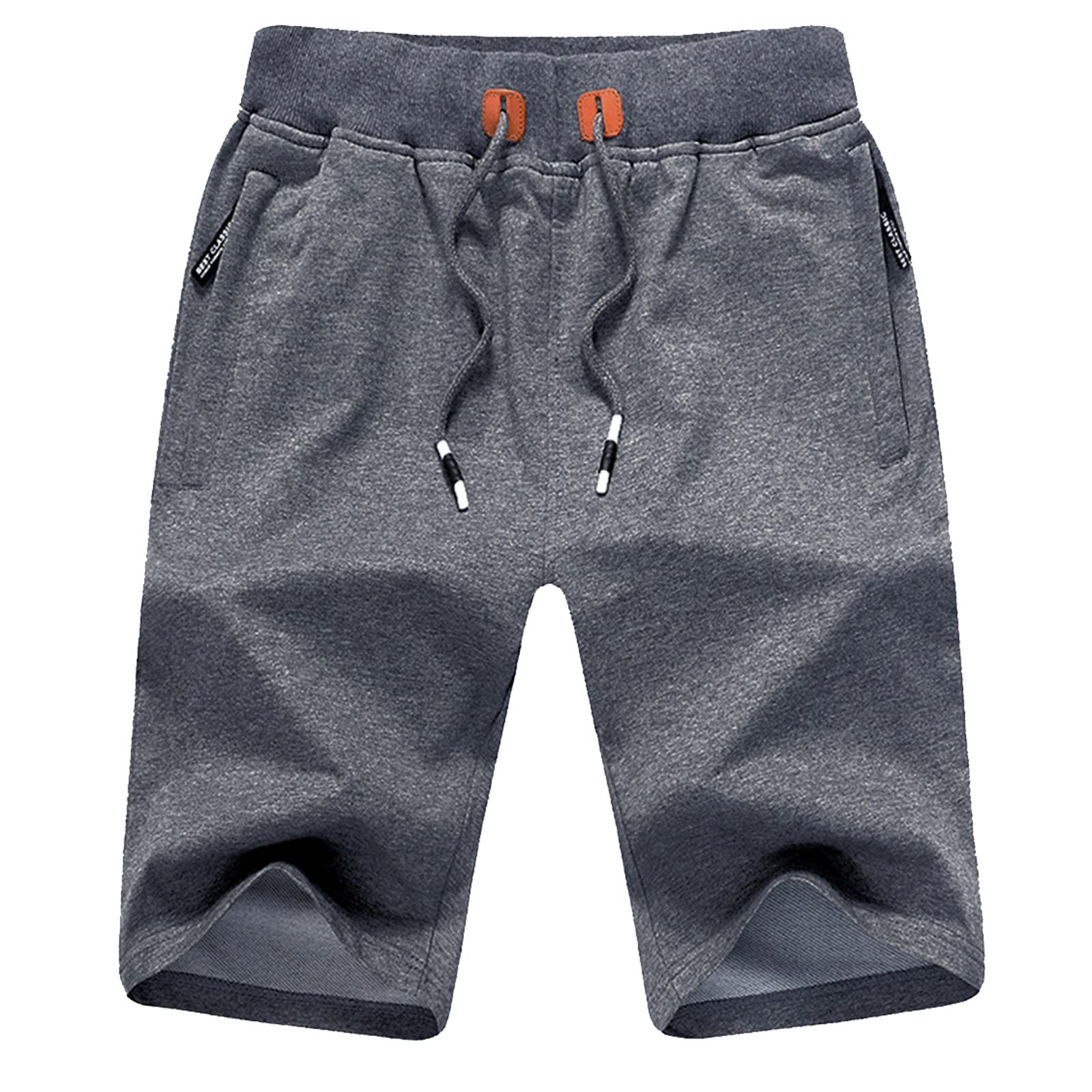 JustSun Mens Shorts Casual Sports Classic Fit Joggers Shorts with Elastic Waist Zipper Pockets Dark Grey X-Large