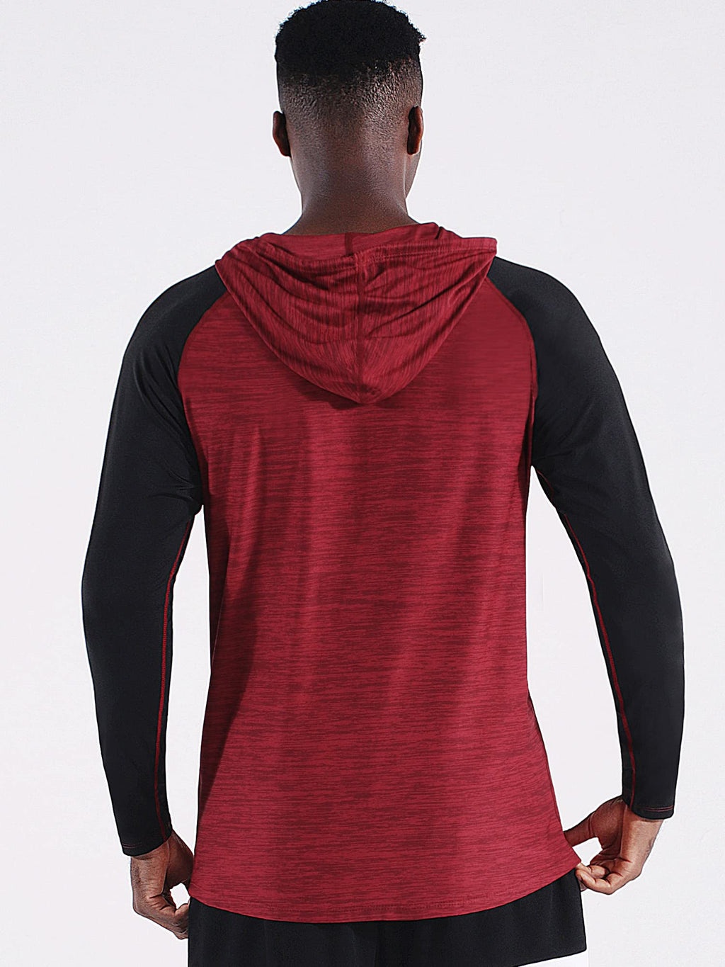 NELEUS Men's Running Shirt Long Sleeve Workout Shirts with Hoods,5102,3 Pack,Dark Grey/Slate Grey/Red,Medium