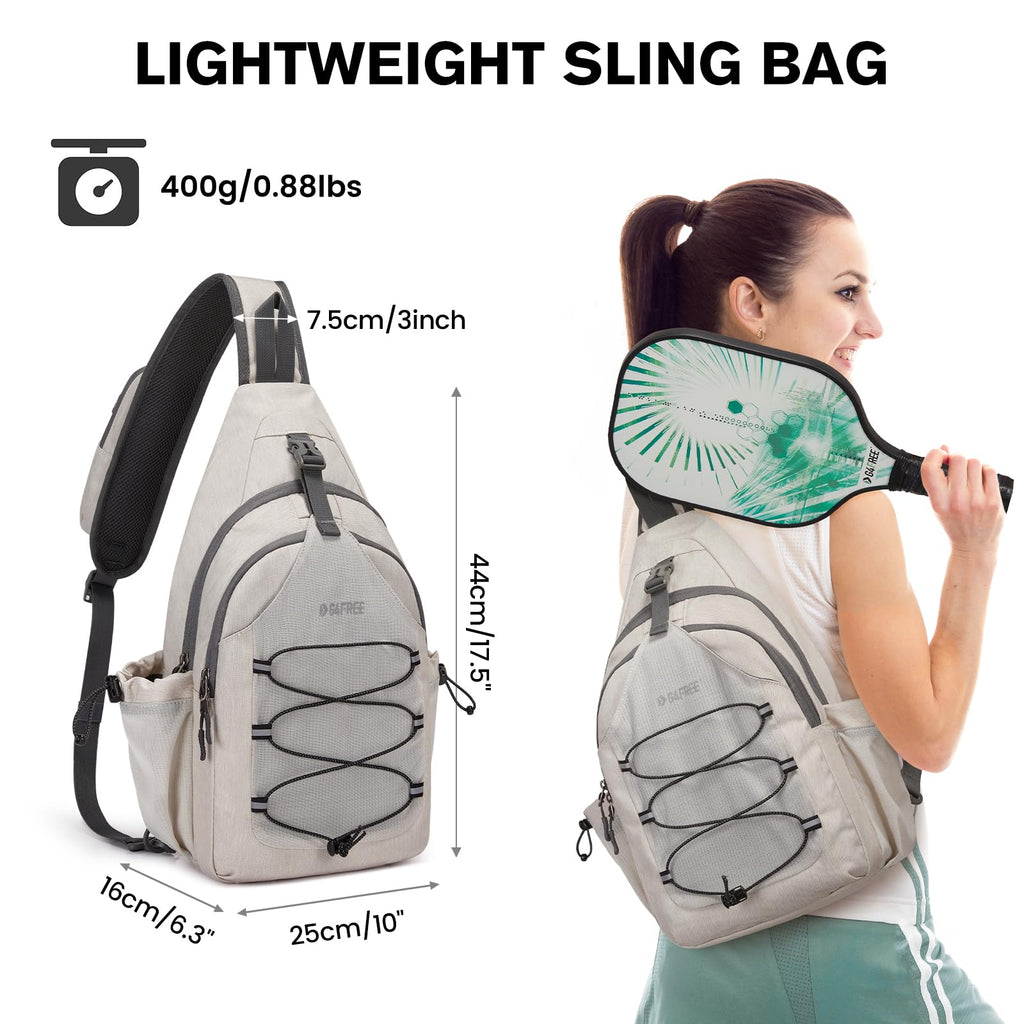 G4Free Pickleball Bag Sport Tennis Sling Bag Lightweight Pickleball Paddle Bag, Ivory, L
