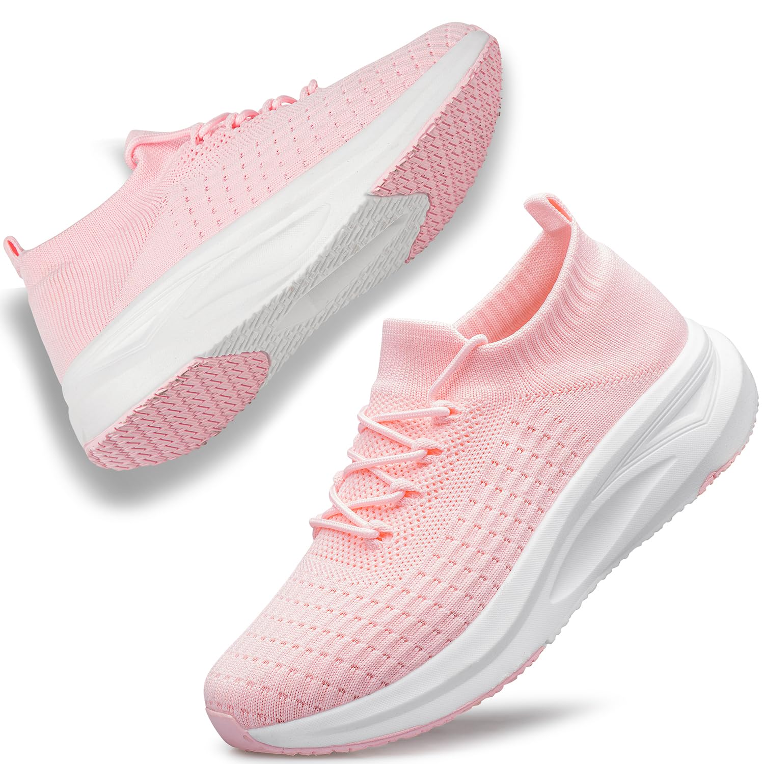 Womens Slip on Walking Shoes Comfort Lightweight Breathable Sock Shoe Non-Slip Mesh Casual Fashion Tennis Running Sneakers Pink Size 9