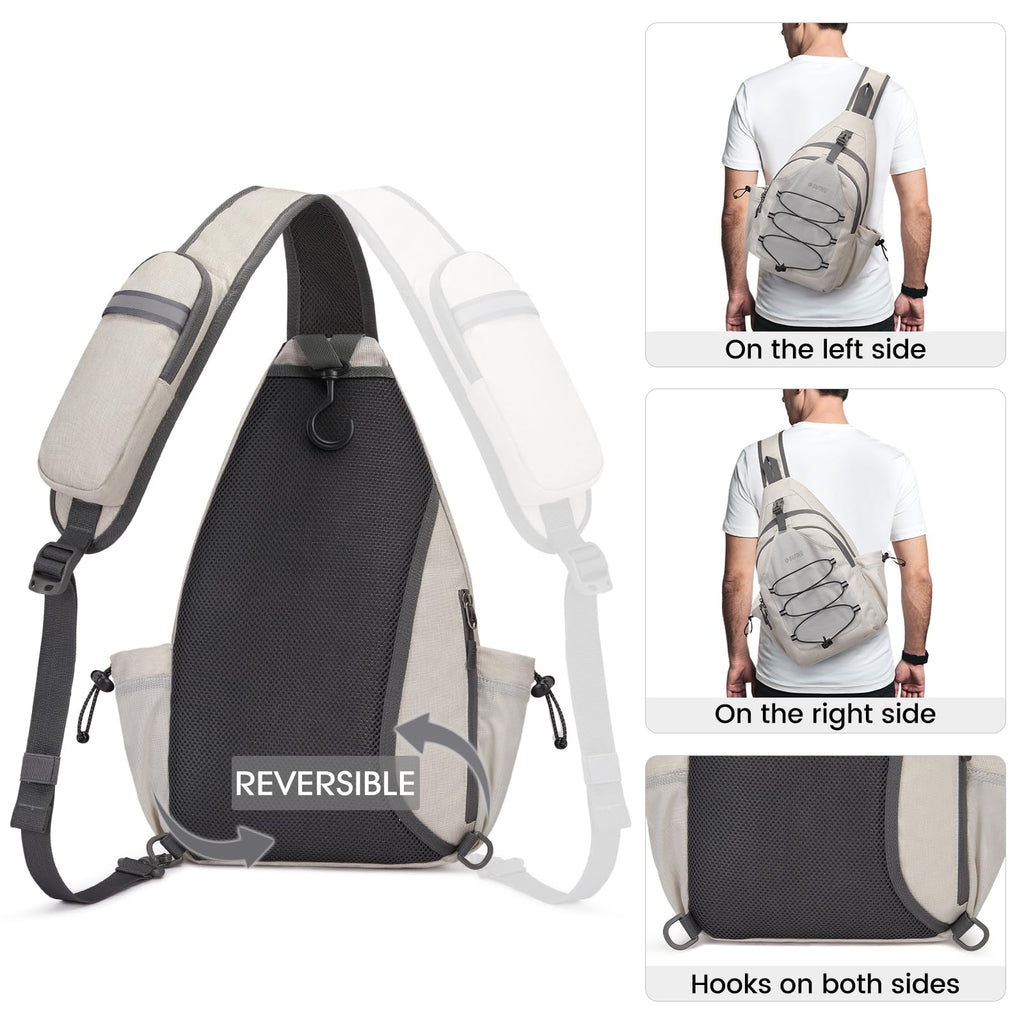 G4Free Pickleball Bag Sport Tennis Sling Bag Lightweight Pickleball Paddle Bag, Ivory, L