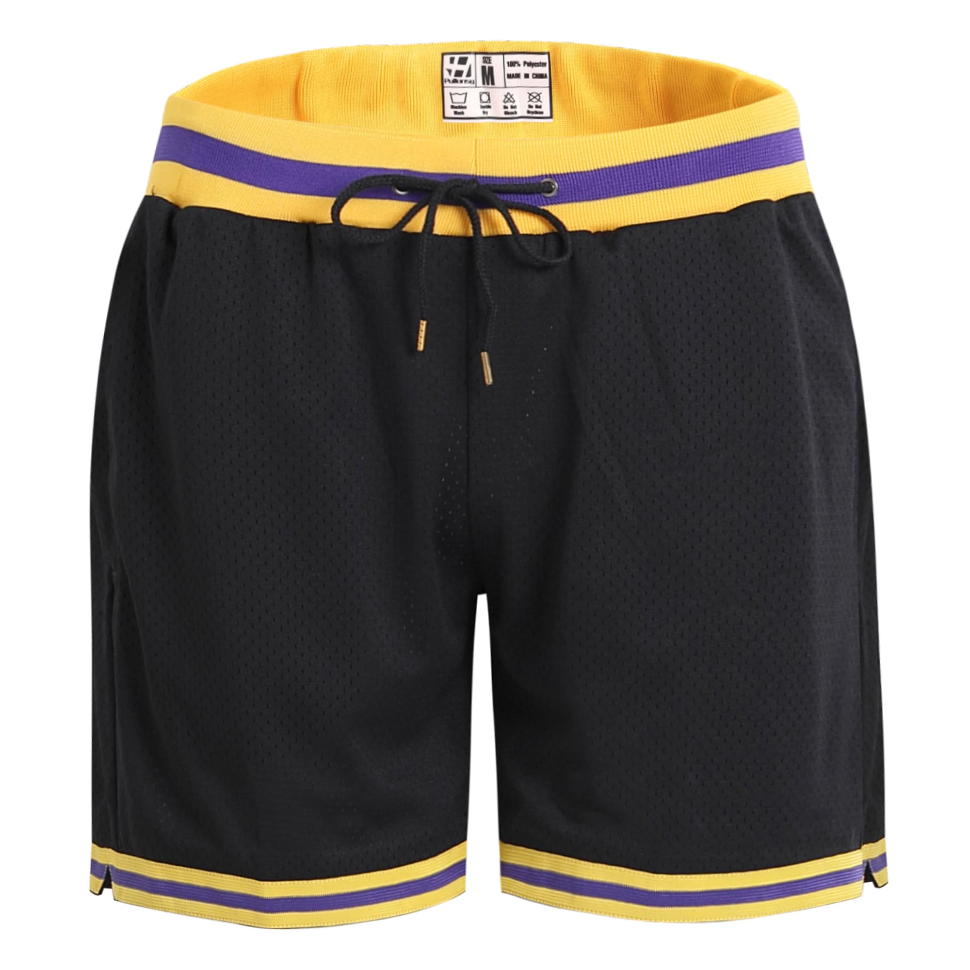 Pullonsy Men's Basketball Shorts for Women Unisex Youth Athletic Gym Mesh Sports Exercise Workout SweatShorts Casual Fashion Retro Shorts,Black Shorts,Men Size X-Large