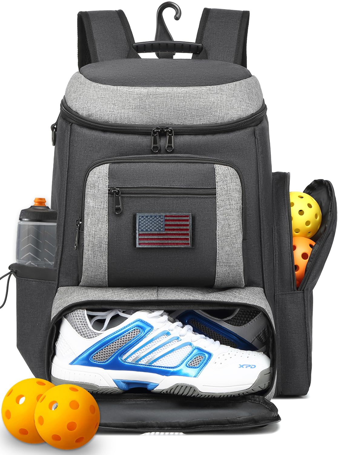 HAMBOLY Pickleball Bag for Men & Women, Large Pickleball Backpack with Shoes Compartment and Cooler, Fence Hook Design