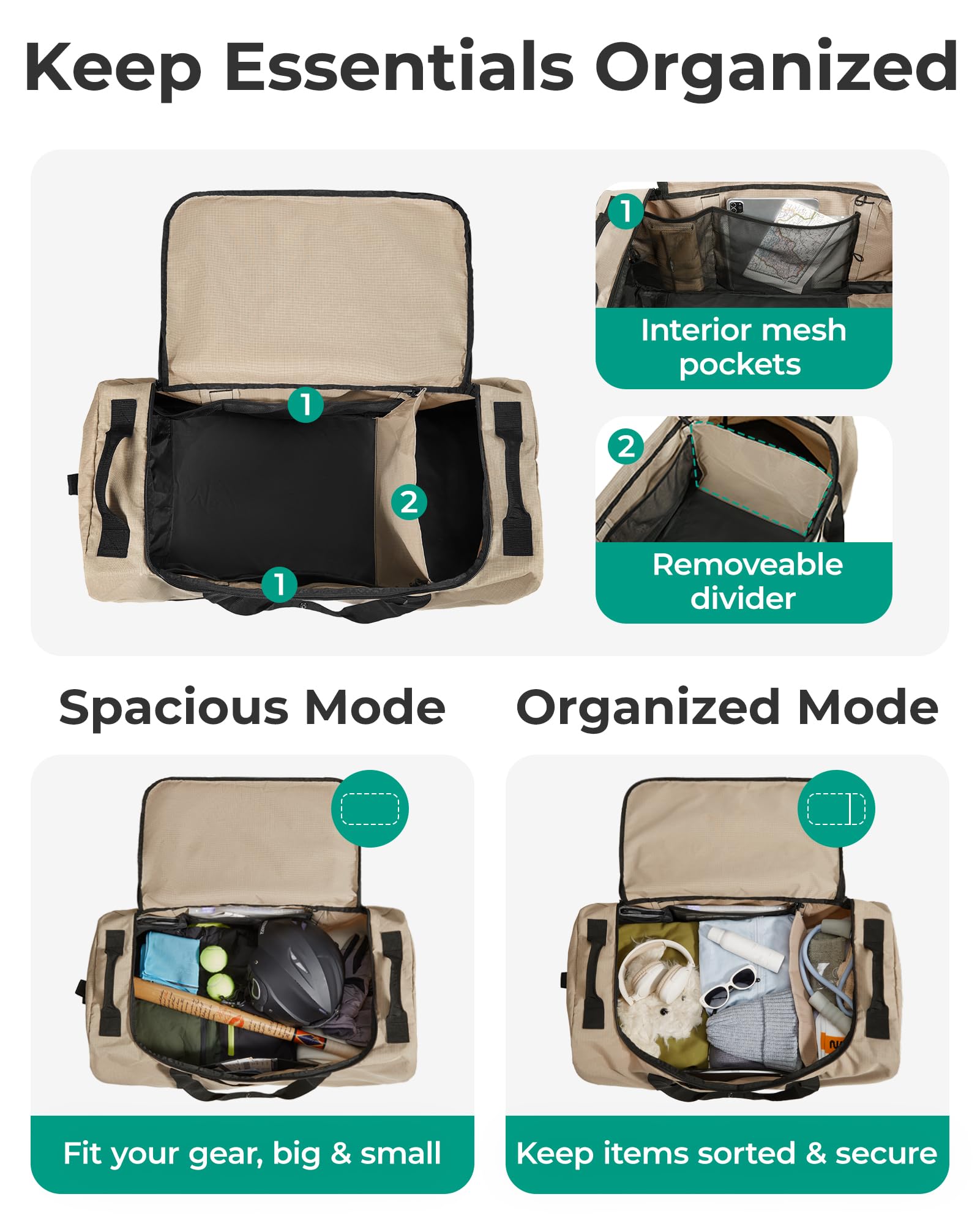 BAGSMART 83L Foldable Travel Bag, Large Duffle Bag for Travel, Weekender Duffel Luggage Bag for Sport College Camping, Water Resistant, Dark Gray