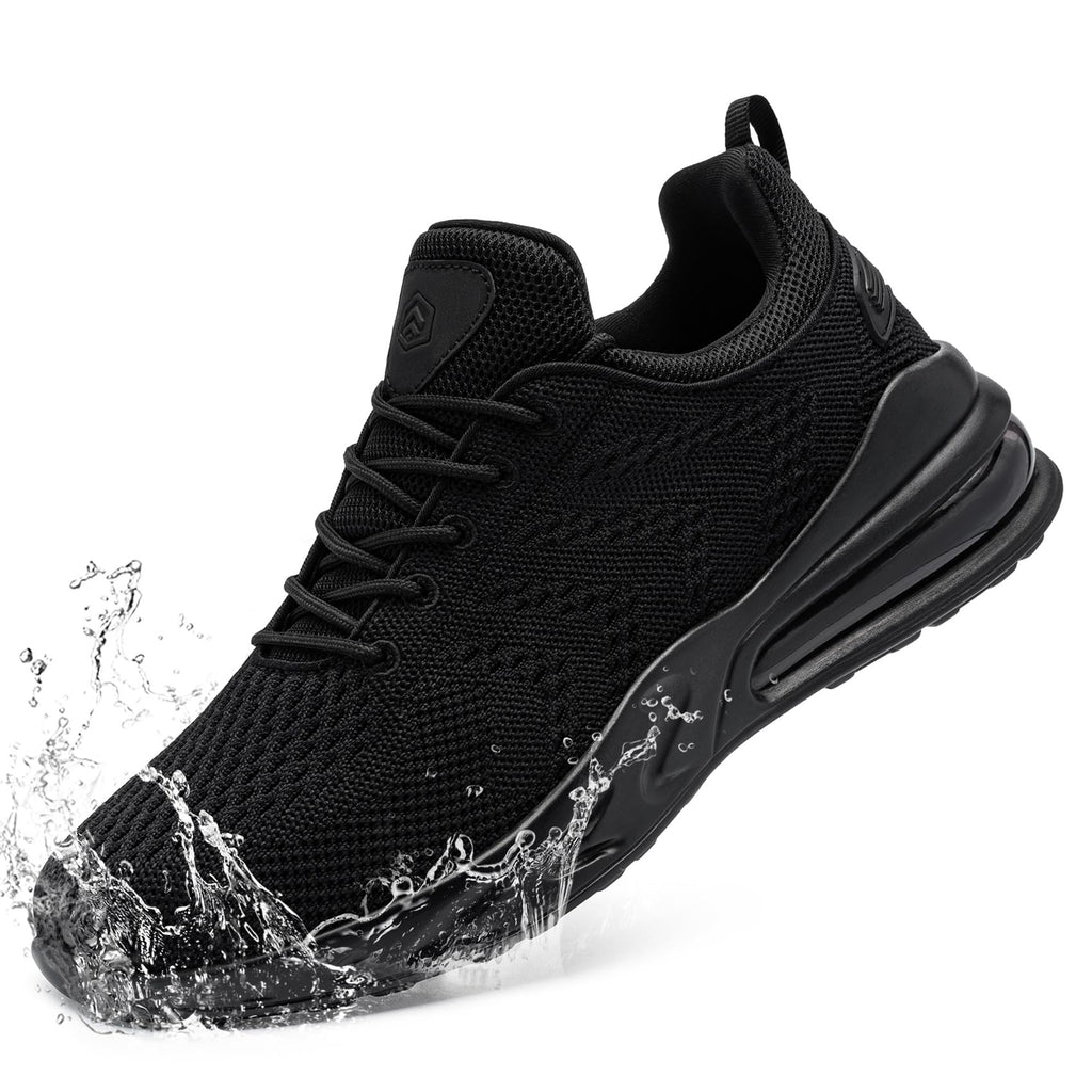 LARNMERN Men Non Slip Work Sneakers Water Resistant Food Service Zapatos Trabajo Antideslizantes Walking Shoes Waterproof Shoes Slip-on, Black 11.5
