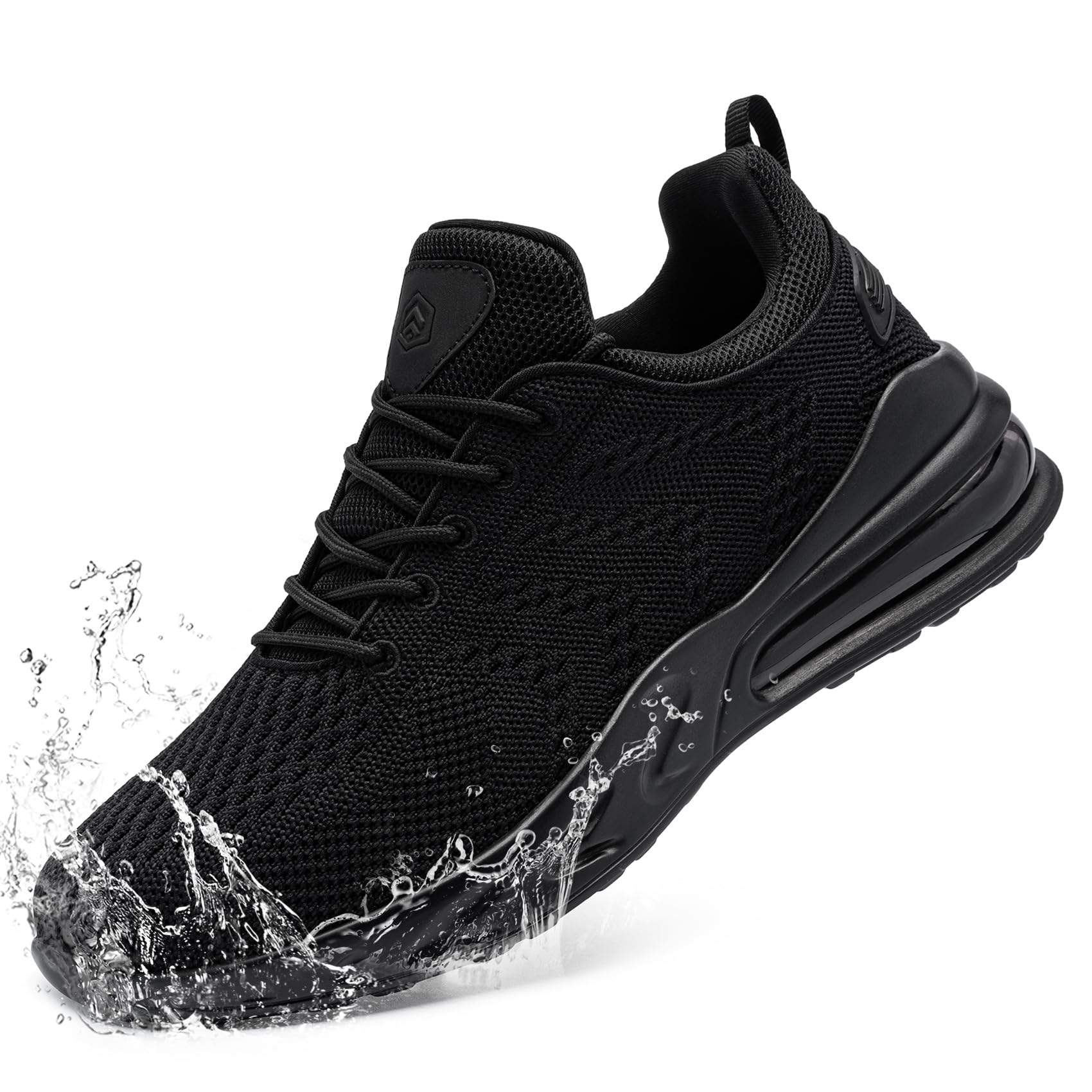 LARNMERN Men Non Slip Work Sneakers Water Resistant Food Service Zapatos Trabajo Antideslizantes Walking Shoes Waterproof Shoes Slip-on, Black 11.5