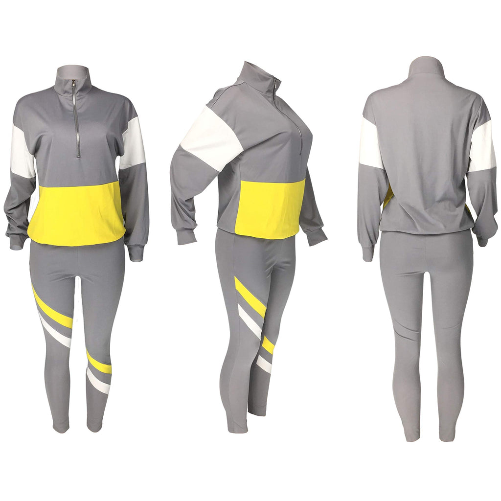 EOSIEDUR Women's Two Piece Outfits Zip Top Jacket and Elastic Waistband Pant Women Sweatsuit Tracksuit Sets, Gray L